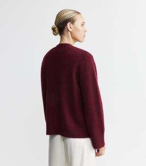 Luxe Cashmere Cardigan with Pockets - Burgundy