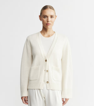 Luxe Cashmere Cardigan with Pockets - Cream