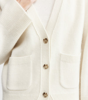 Luxe Cashmere Cardigan with Pockets - Cream