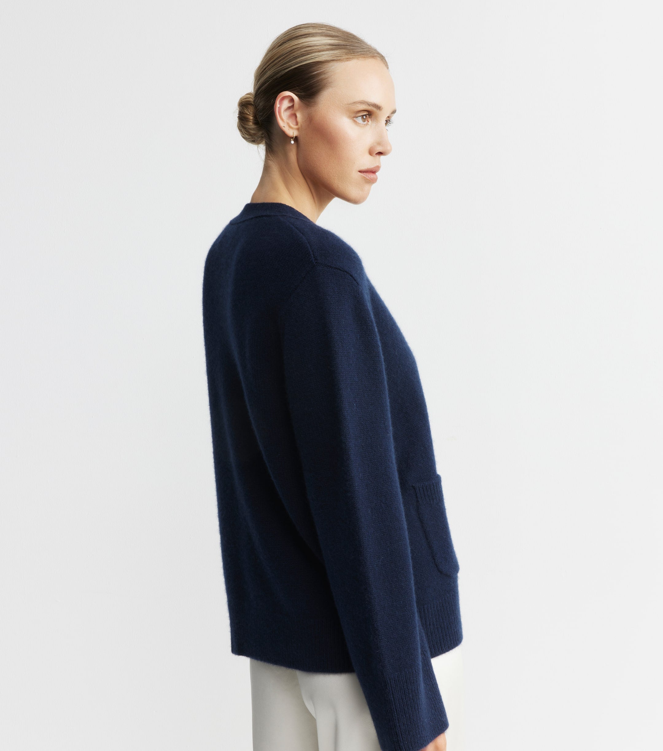 Luxe Cashmere Cardigan with Pockets - Navy