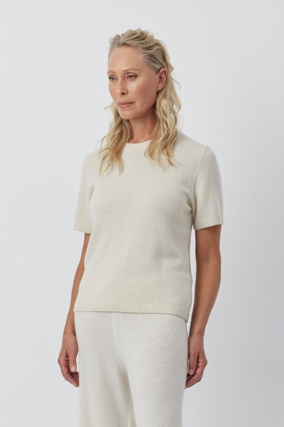 Luxe Cashmere Tee - Antique Cream