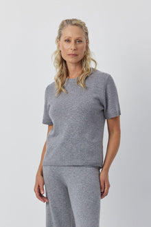  Luxe Cashmere Tee - Dark Grey Melange