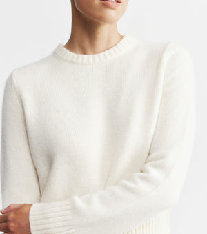 Luxe Cashmere Crew  Sweater - Cream