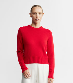 Luxe Cashmere Crew Sweater - Red