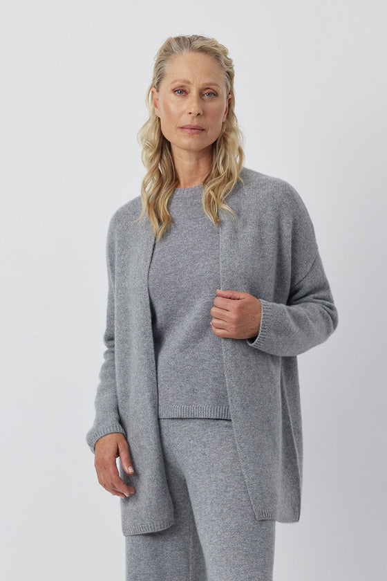 Luxe Cashmere Tee - Dark Grey Melange