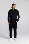 Mens Essential Cashmere 1/4 Zip Sweater - Black/Navy