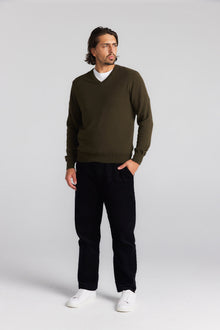  Harrison Cashmere V Neck - Khaki