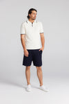 Mens Cotton Cashmere Polo - White/Navy