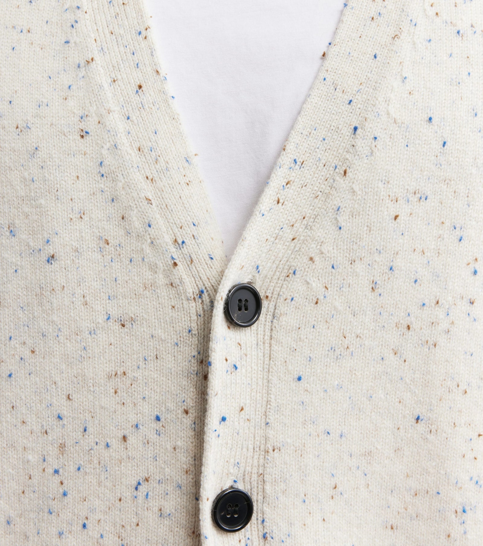 Mens Relaxed Cashmere Cardigan - Cream Speckle
