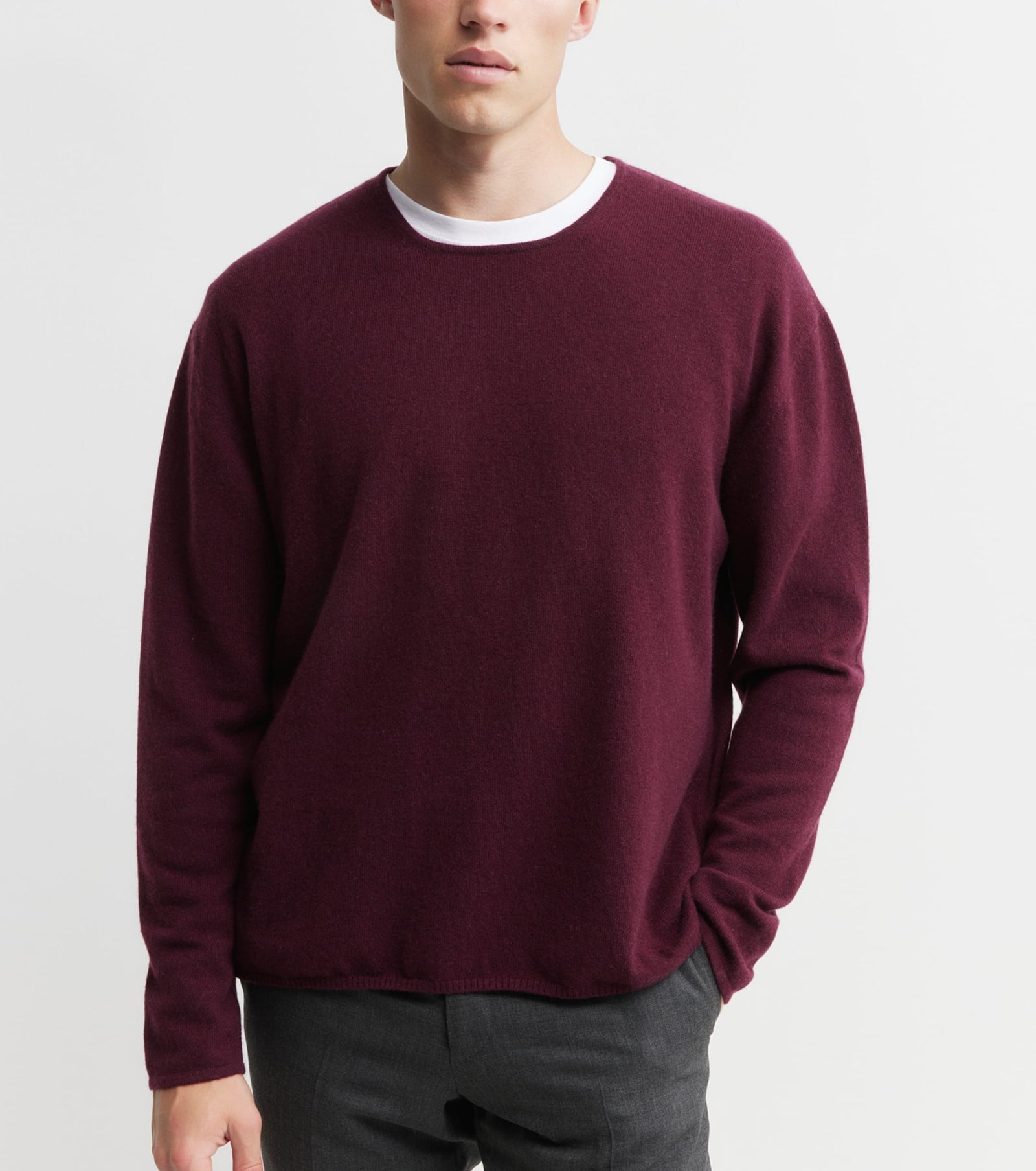 Cashmere Oversized Crew Sweater - Burgundy