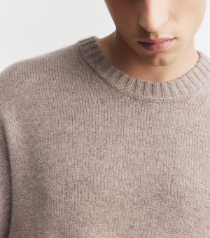 Mens Cashmere Relaxed Crew - Walnut