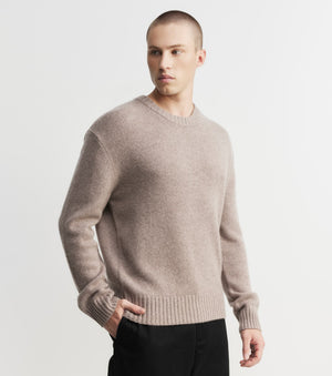 Mens Cashmere Relaxed Crew - Walnut