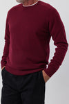 Mens Cashmere Saddle Crew - Shiraz