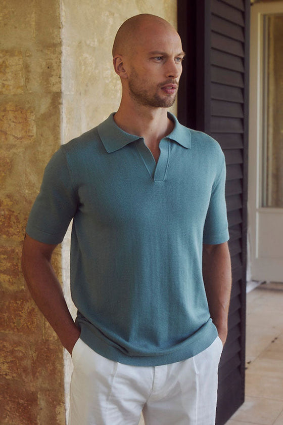 Miles Mens Polo Shirt - Omaha Blue