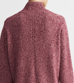 Cashmere Mock Neck with Balloon Sleeve - Burgundy/Pink