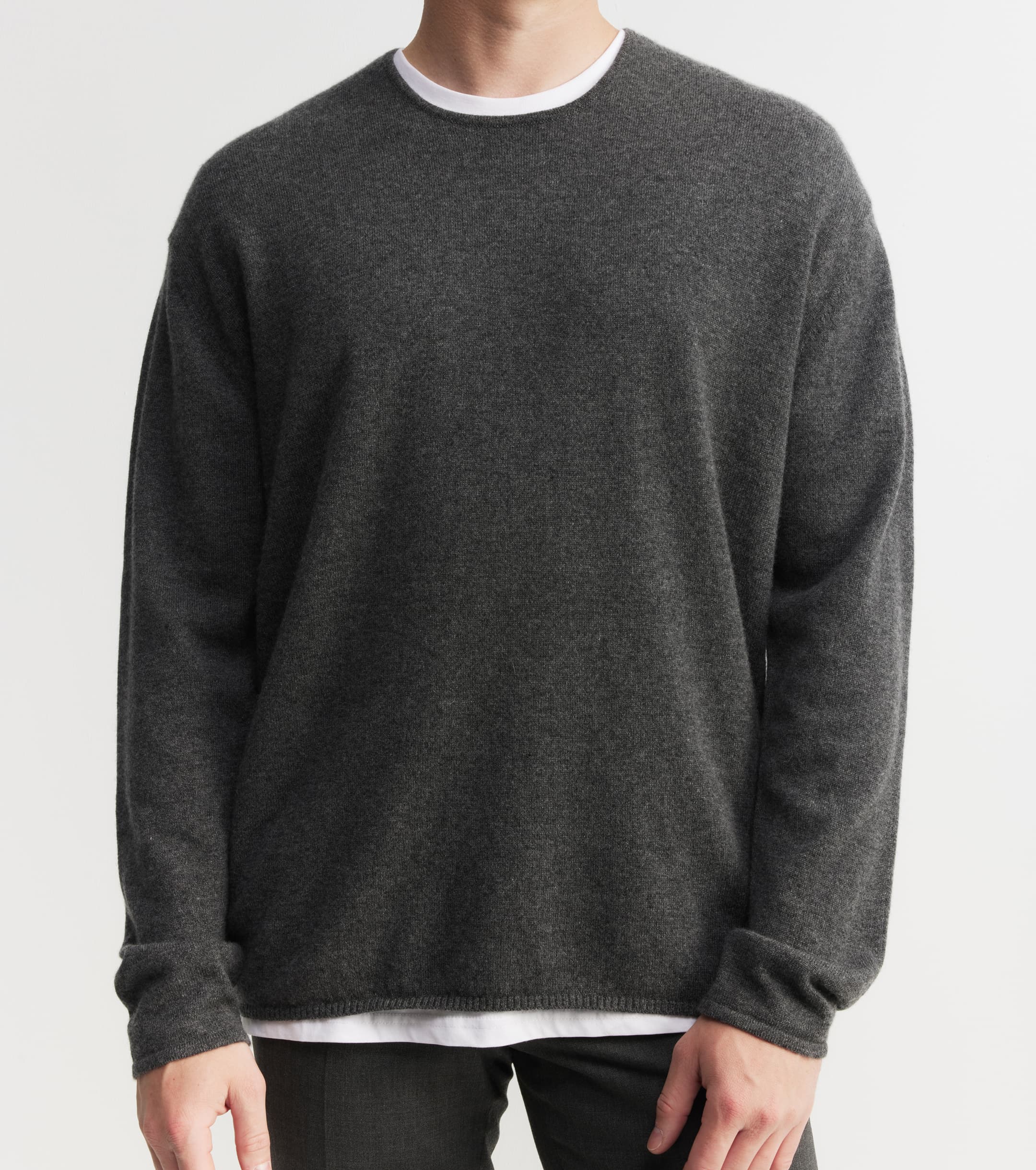 Cashmere Oversized Crew Sweater - Graphite
