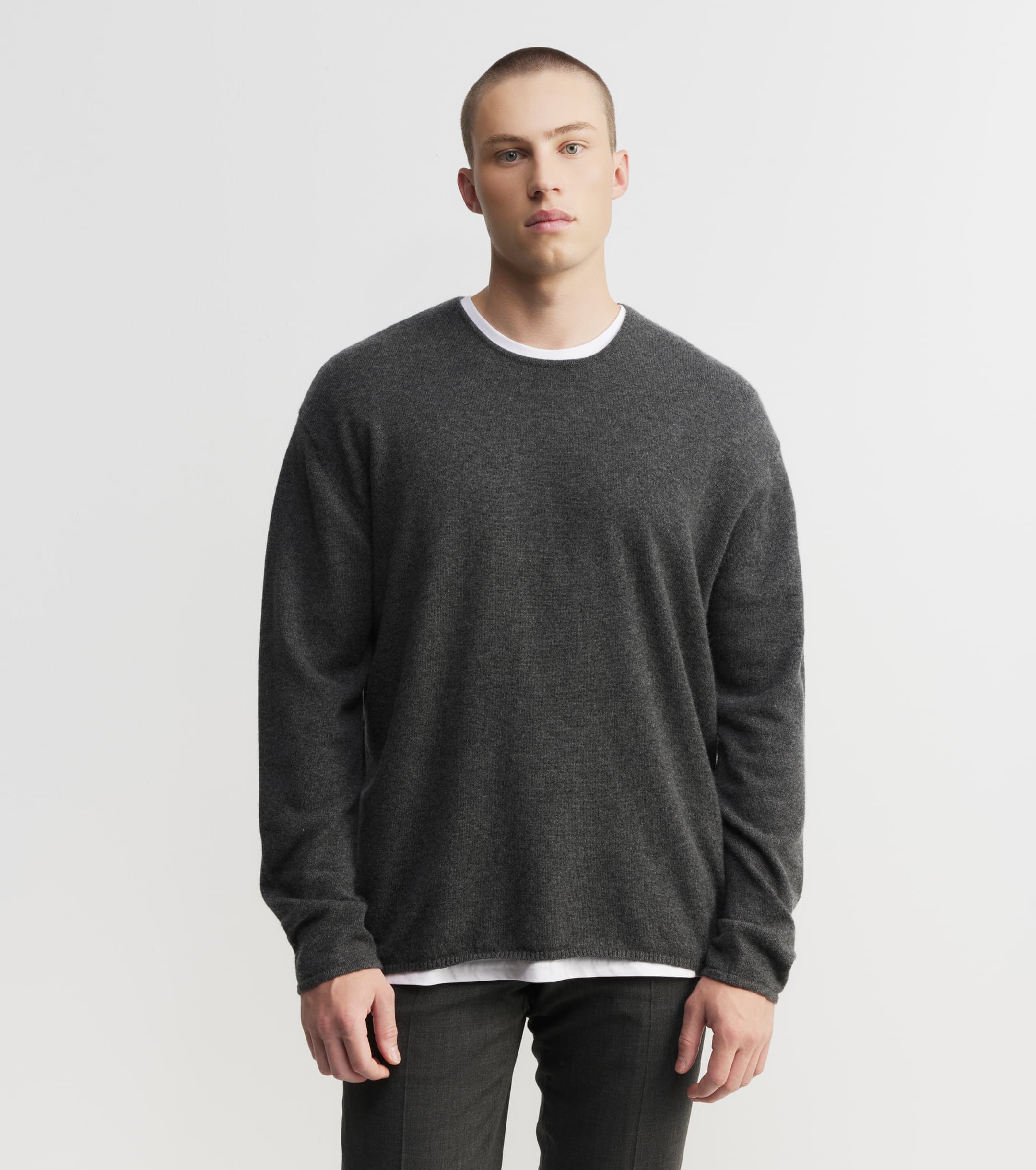 Cashmere Oversized Crew Sweater - Graphite