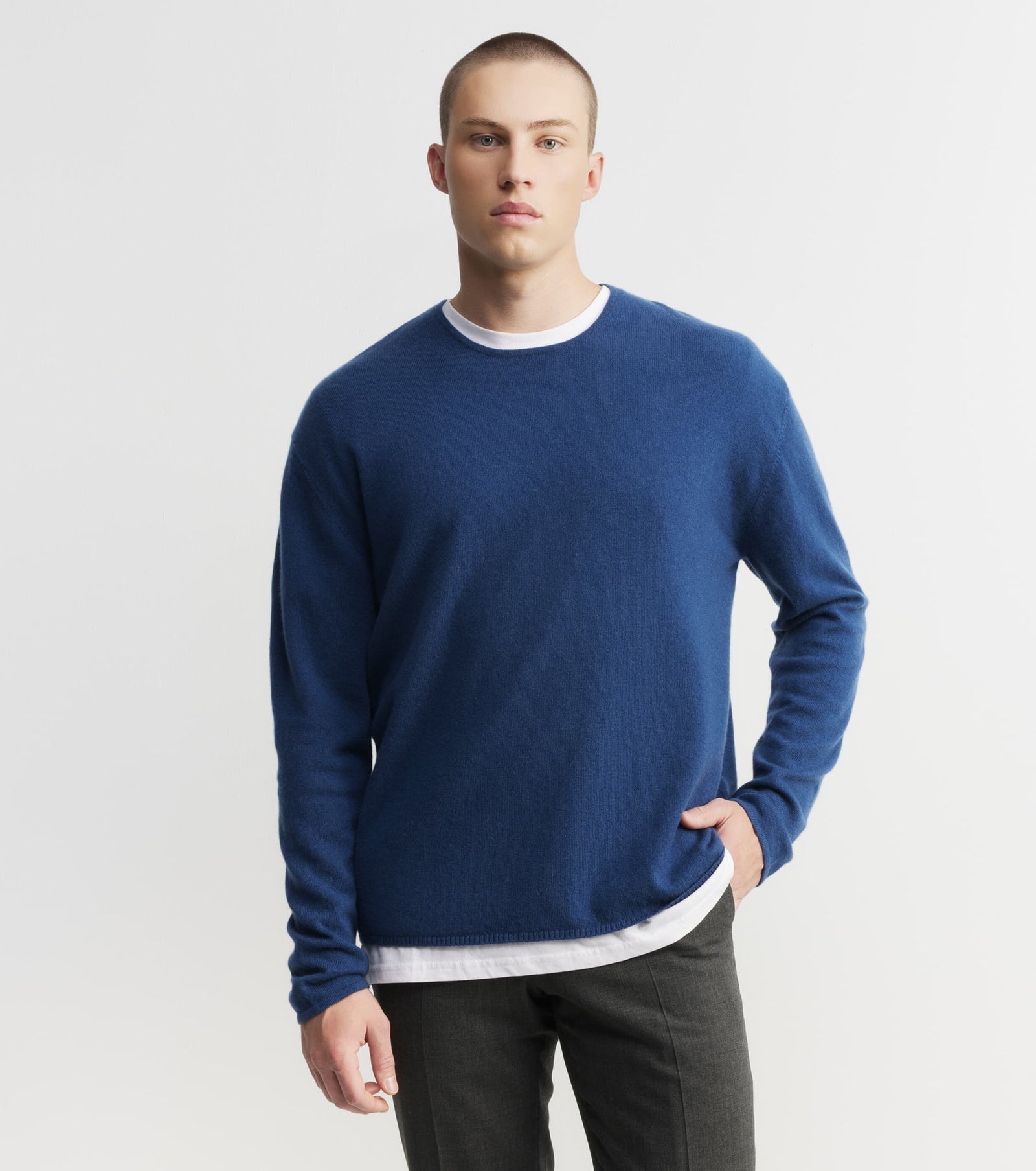 Cashmere Oversized Crew Sweater - Indigo