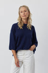 Cashmere Featherweight Oversize Tee - Navy