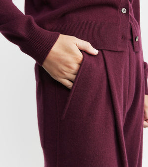 Cashmere Pleat Front Trouser - Burgundy