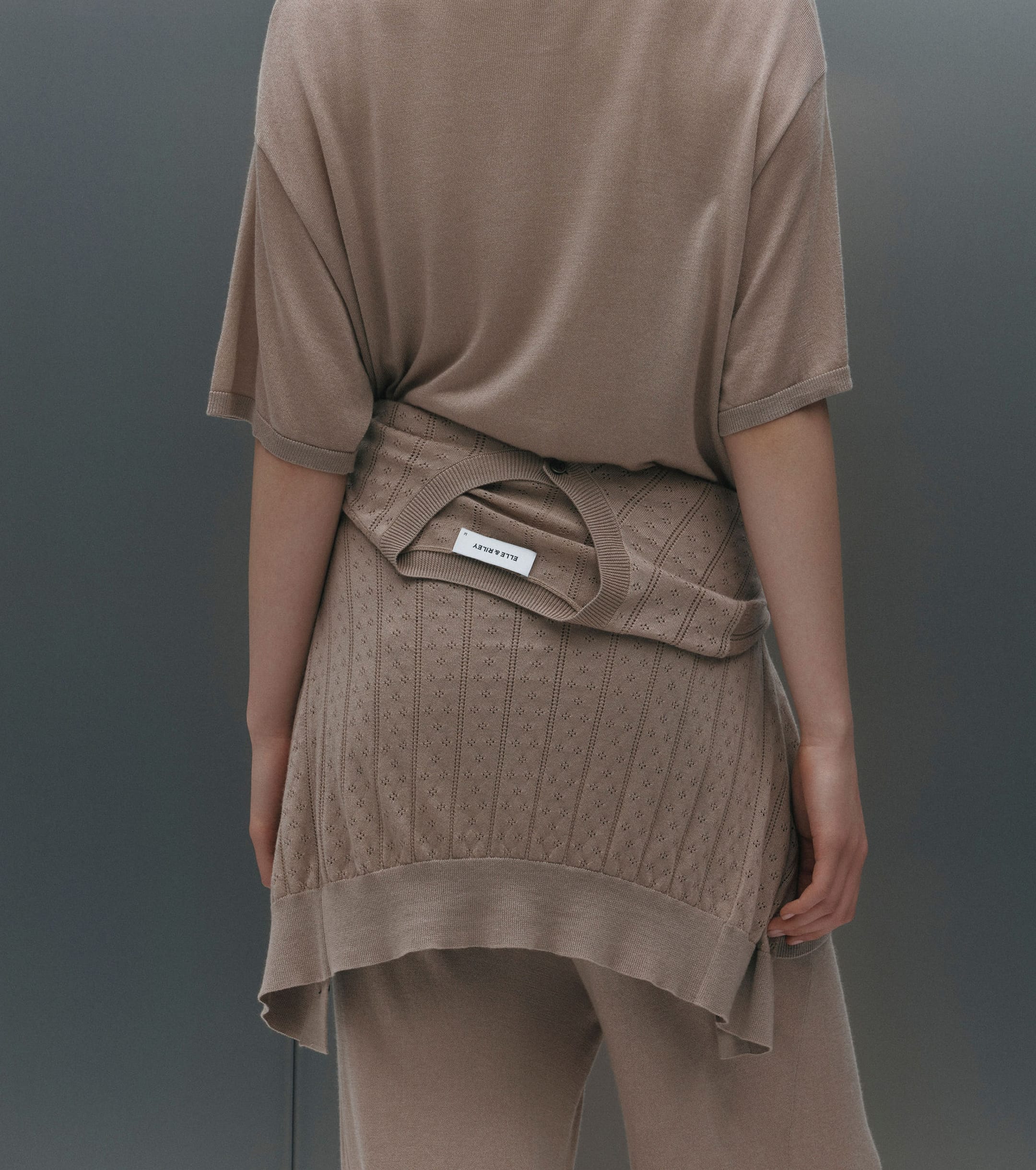 Fine Cashmere Pointelle Cardigan - Taupe