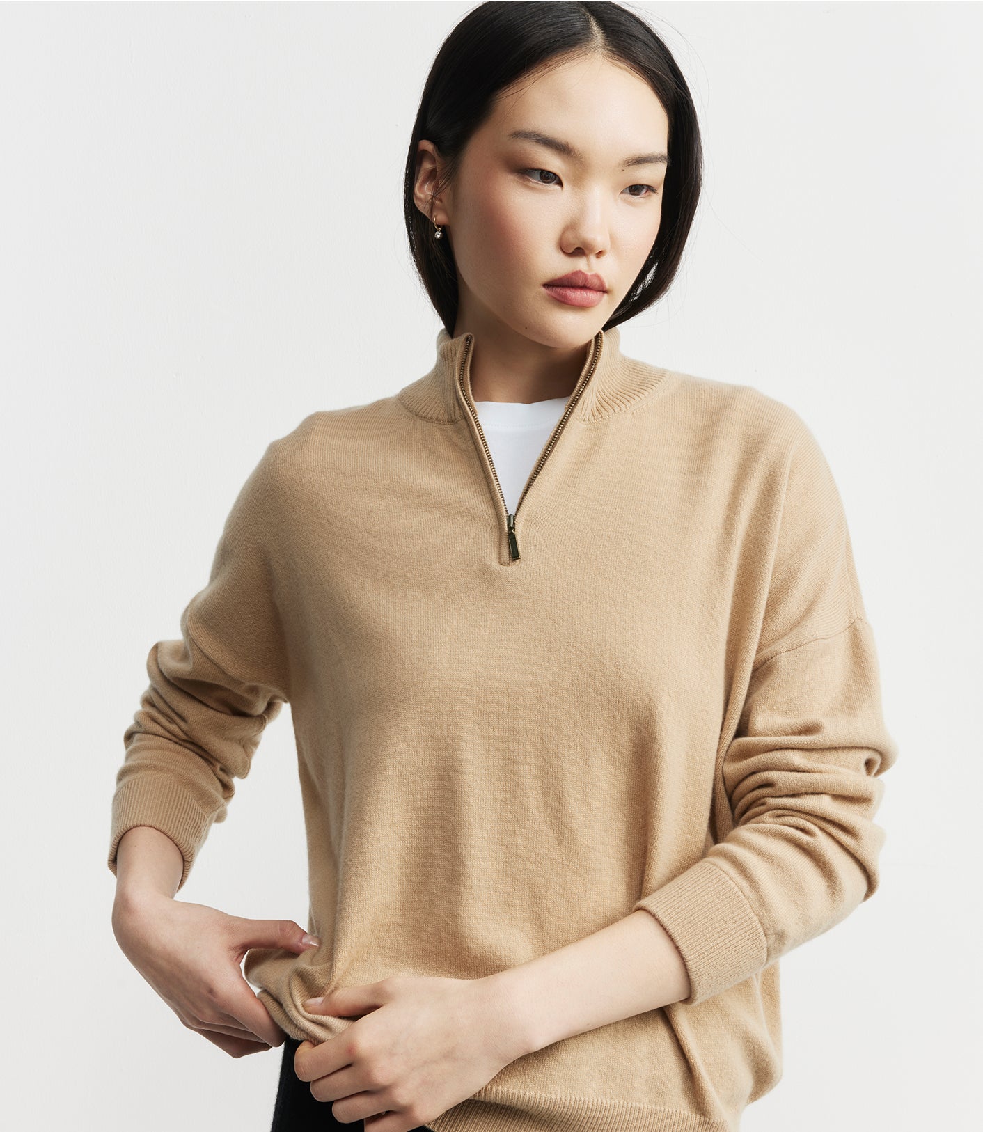 Cashmere Half Zip - Camel