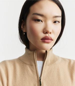 Cashmere Half Zip - Camel