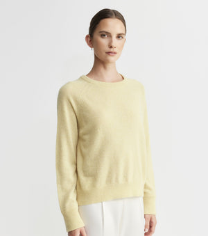 Cashmere Featherweight Raglan Crew - Butter Melange