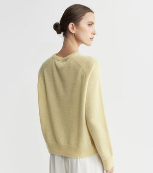 Cashmere Featherweight Raglan Crew - Butter Melange