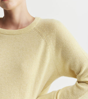 Cashmere Featherweight Raglan Crew - Butter Melange