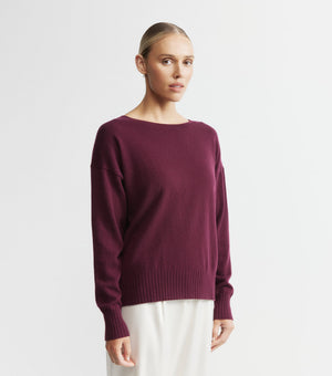 Essential Cashmere Relaxed Crew Neck - Burgundy