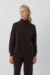 Relaxed Cashmere Mock Sweater - Cacao