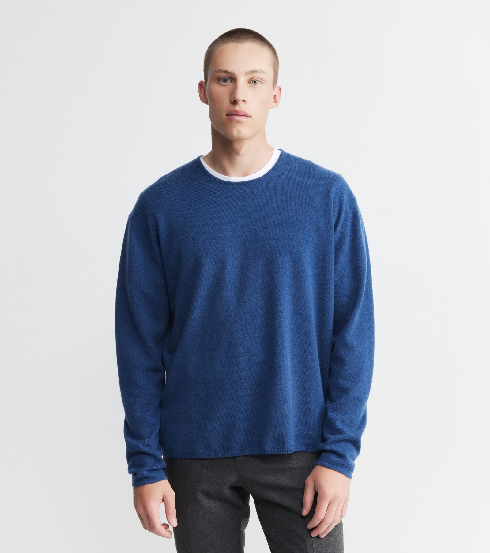 Cashmere Oversized Crew Sweater - Indigo