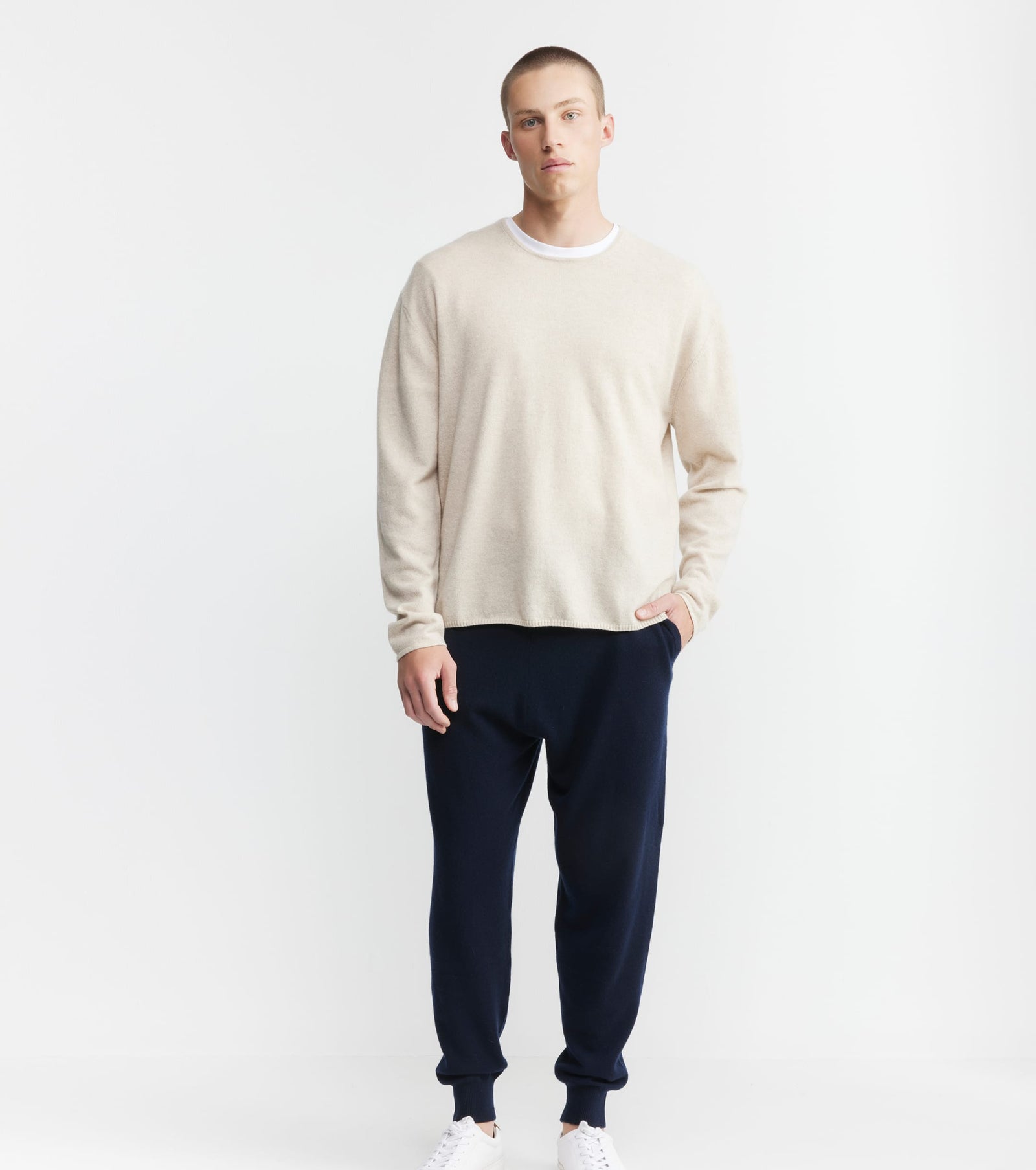 Cashmere Oversized Crew Sweater - Sand