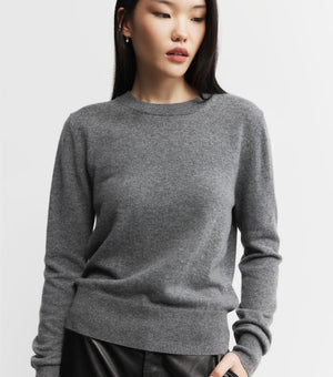 Essential Cashmere Rib Crew Sweater - Graphite