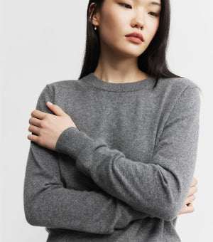 Essential Cashmere Rib Crew Sweater - Graphite
