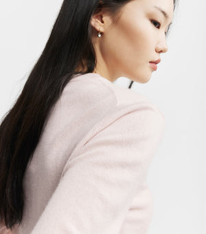 Essential Cashmere Rib Crew Sweater - Powder Pink