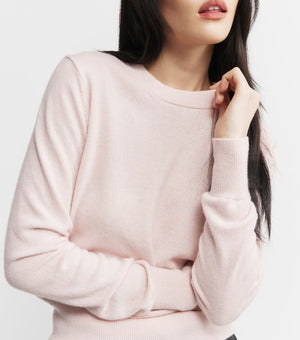 Essential Cashmere Rib Crew Sweater - Powder Pink