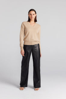  Essential Cashmere Rib V Sweater - Camel