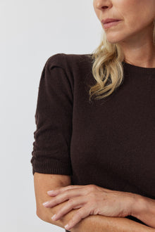  Ruched Cashmere Tee - Chocolate