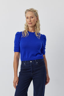  Ruched Cashmere Tee - Cobalt