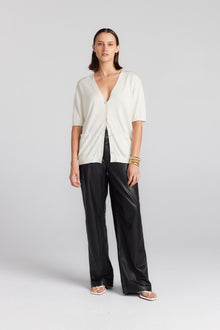  Cashmere Silk Short Sleeve Cardigan - Cream