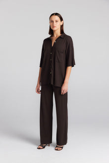  Cashmere Silk Shirt - Chocolate