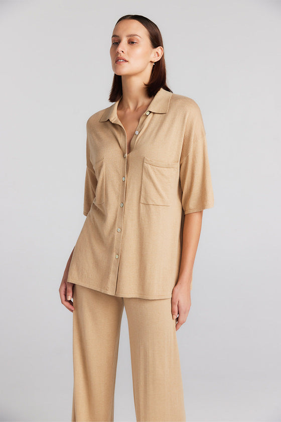 Cashmere Silk Shirt - Camel