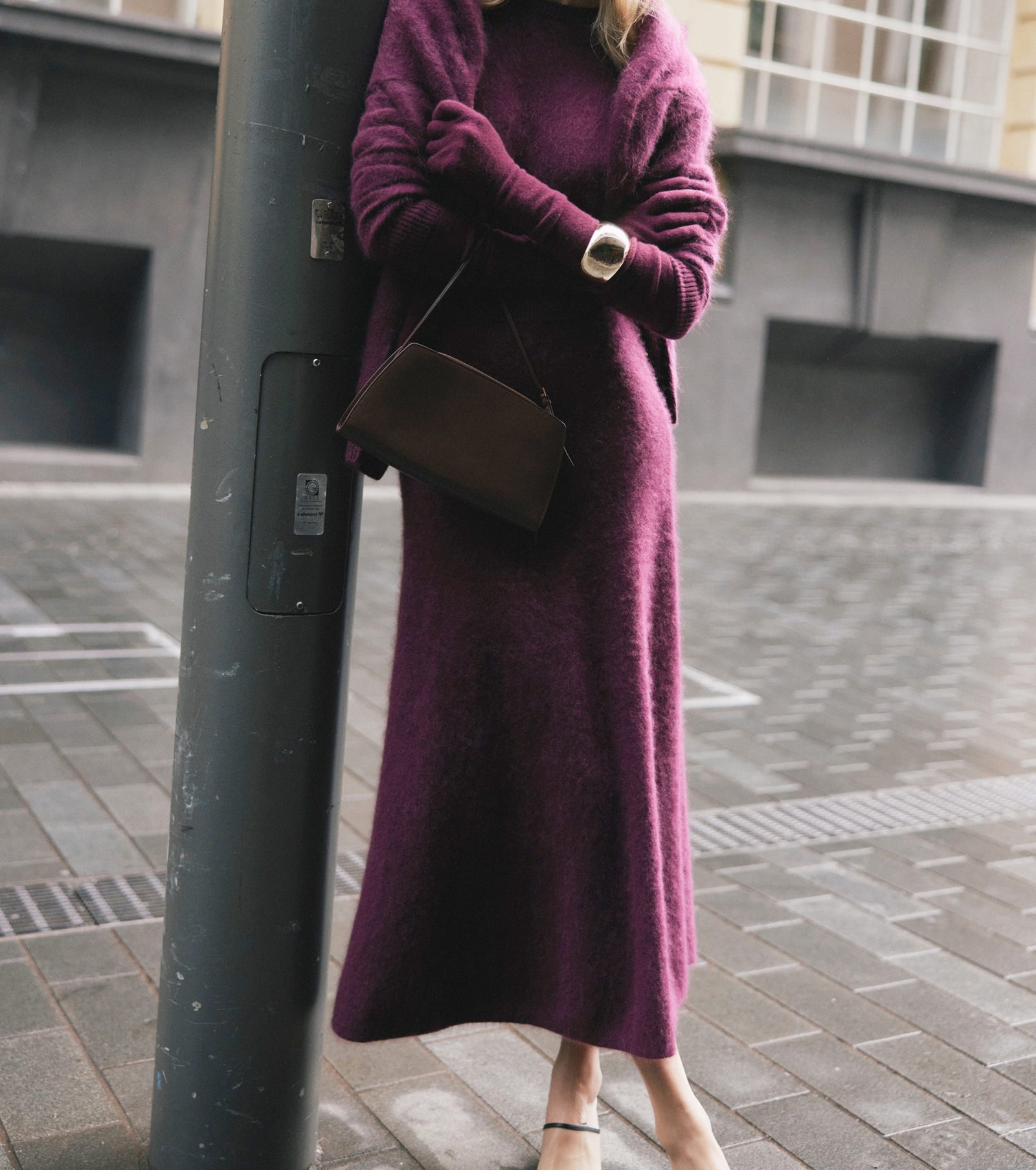 Brushed Cashmere Aline Skirt - Burgundy