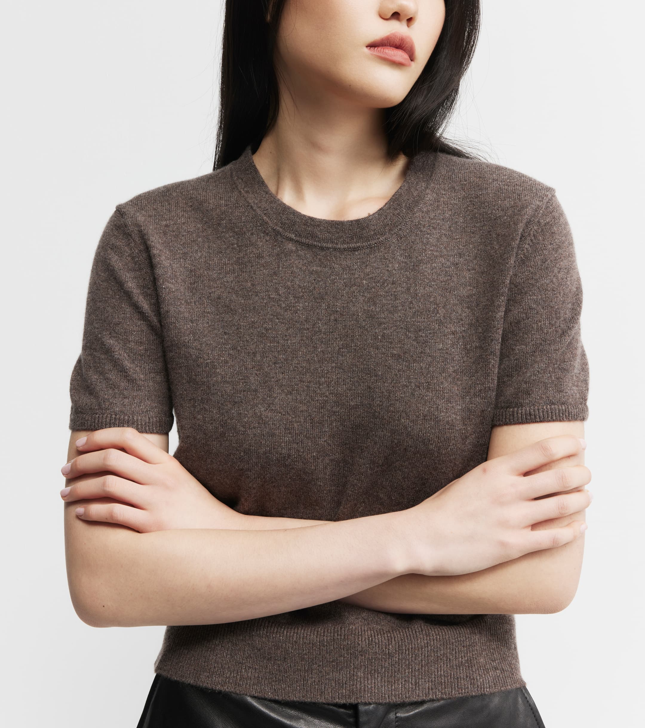 Cashmere Slim Fit Tee - Brown Melange