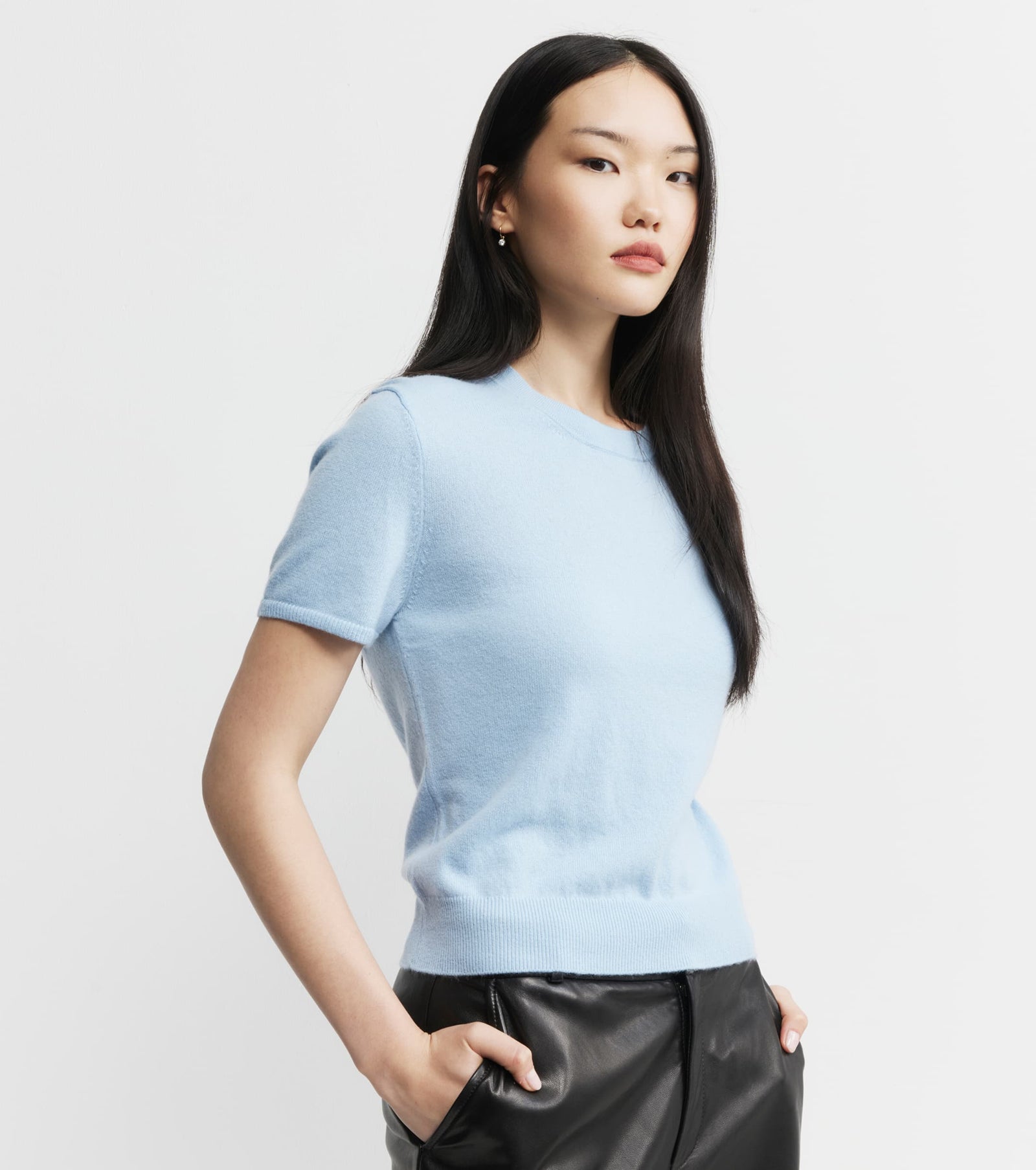 Cashmere Slim Fit Tee - Pale Blue