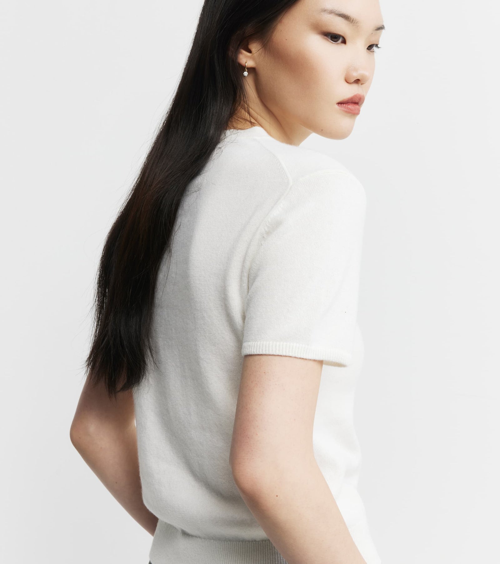 Cashmere Slim Fit Tee - White