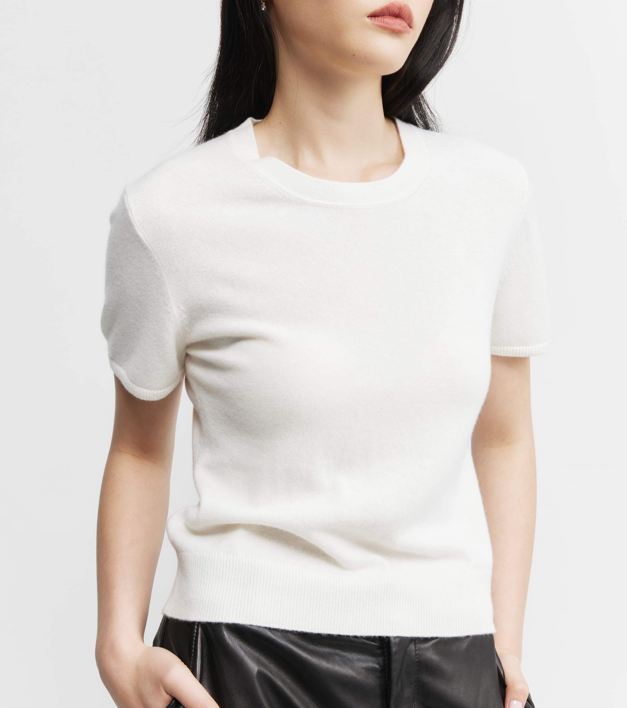 Cashmere Slim Fit Tee - White
