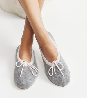 Cashmere Ballet Slipper - Dark Grey Melange/Powder Pink